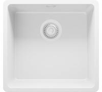PRIMAGRAN Evier Sous Plan Tout Blanc 46x44cm, Evier en Granit 1 bac, Évier al mueble 50cm - Venise Easy