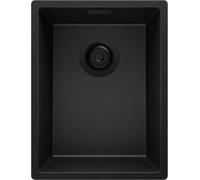 PRIMAGRAN Evier Sous Plan Tout Noir 36x47cm, Evier en Granit 1 bac + Kit de Vidage, Évier al mueble 40cm - London S058