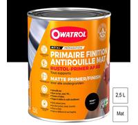 Primaire finition antirouille RUSTOL-PRIMER AP.60 OWATROL - 2.5 Litres - Noir
