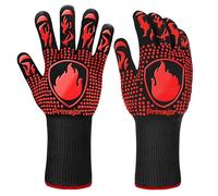 Primajor Gants de barbecue résistants à la chaleur jusqu'à 800 °C, gants de barbecue avec manchette allongée, gants de four, gants de cuisine, gants ignifuges pour la cuisson, le barbecue, la cuisine