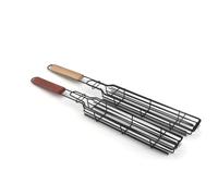Primaoace 2pcs Portable Barbecue Panier antiadhésif Panier de Cuisson Accessoires de Cuisine Manche en Bois Grill réutilisable légumes/Viande Grill Mesh