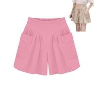 Primarilyx Shorts, Primarilyx Women Beach Casual Hot Shorts, Solid Two Pockets Pleated Wide (Pink,3TP)