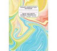 Primary Composition Notebook: Draw And Write Journal For Kids K-2 Top Blank, Bottom Lined With Dotted Mid-Line And Red Baseline 50 Sheets/100 Pages, 7.5 X 9.75 (Yellows & Blues Candy Marble Compos