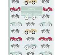 Primary Composition Notebook for Boys - 100 Pages with Colored Lines & Drawing Space | K-2 Handwriting Practice Journal with Letter Formation Guide | Retro Mint Race Car Theme | Teacher-Created