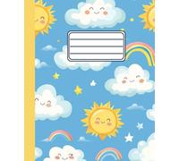 Primary Composition Notebook- Sky & Rainbow Theme: Perfect for young learners' hands.Top half for drawing, bottom half with primary writing lines.Size: 7.5 x 9.25 inches and 120 pages