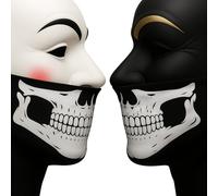 Primary Shipments Masque de style hacker de qualité supérieure - Design durable et professionnel - Inspiré des ninjas espions PZ9 et du projet Zorgo (blanc et noir + guêtres)