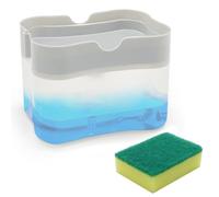 Primasage Kitchen Soap Dispenser, 2 en 1 Distributeur Liquide Vaisselle Rechargeable Porte Savon Cuisine Press-on Contenant Liquide Vaisselle pour Maison Cuisine Évier Hôtel Salle Bain (Blanc)