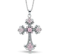 PRIMATORIA Collier avec pendentif en forme de croix gothique pour homme et femme | Grand collier avec pendentif gothique punk emo grunge | Bijoux religieux en cristal Y2K pour elle, Grand, Acier