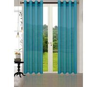 Primavera Uni -20332CN - Lot de 2 Rideaux en Voile pour Salon - Turquoise - Transparent - 245 x 140 cm - avec Bande de Plomb - Turquoise