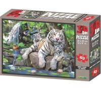 PRIME 3D Puzzle Tigres du Bengale blancs 3D 63 pièces