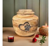 Prime Art Urne funéraire en bois pour chien - Urne funéraire pour animaux de compagnie - Urne funéraire pour animaux de compagnie - Petite urne en bois - Grande (20,3 cm de haut x 17,8 cm de diamètre