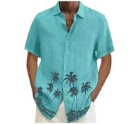 Prime Deals Of The Day Prime Sale Hawaienne Manches Courtes Boutonnée Colorées pour Palm Tree imprimés tendance et respirante Blouse Hommes La mode Ete Chemise Plage Décontracté Vente déstockage 1P