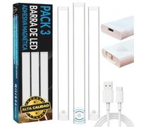 PRIME ESSENTIALS® Lumière LED avec capteur de mouvement adhésif I 3 pièces I 23 cm 6 modes de lumière I 40 LED magnétiques USB Rechargeable 1000 mAh I Pour cuisine sous meuble armoire