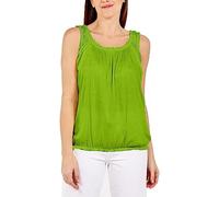 Prime Fashions Débardeur sans manches à ourlet à bulles pour femme, col rond, taille élastique, coupe ample, uni, taille 36 à 42, vert pomme, 38-40