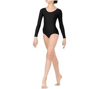 Prime fashions - Justaucorps à manches longues pour fille - Nylon brillant - Coupe confortable, Noir , 11-12 ans