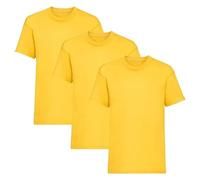 Prime Fashions Lot de 3 t-shirts unisexes à col rond et manches courtes pour enfants - Coupe classique - Coton majoritaire - Taille 3 à 15 ans, jaune, 14-15 ans