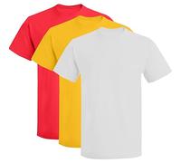 Prime Fashions Lot de 3 t-shirts unisexes à col rond et manches courtes pour enfants - Coupe classique - Coton majoritaire - Taille 3 à 15 ans, Blanc, rouge, jaune., 9-11 ans