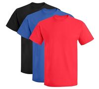Prime Fashions Lot de 3 t-shirts unisexes à col rond et manches courtes pour enfants - Coupe classique - Coton majoritaire - Taille 3 à 15 ans, Rouge, noir, bleu roi, 9-11 ans