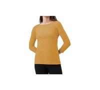 Prime fashions T-shirt à manches longues et col rond pour femme et fille, moutarde, M-L