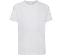 Prime Fashions T-shirt uni à manches courtes et col rond pour enfants, T-shirts décontractés pour garçons, hauts en coton pour enfants, blanc, 7-8 ans