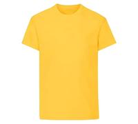 Prime fashions T-shirt uni à manches courtes et col rond pour enfants, T-shirts décontractés pour garçons, hauts en coton pour enfants, jaune, 12-13 ans