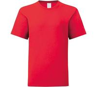 Prime fashions T-shirt uni à manches courtes et col rond pour enfants, T-shirts décontractés pour garçons, hauts en coton pour enfants, Rouge, 3-4 ans
