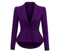 Prime fashions Veste blazer à péplum pour femme - Coupe ajustée Manches longues Volantée Veste courte, violet, 38