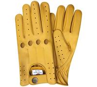 PRIME Gants Cuir Homme Conduite Style Classique Rétro Perforés Cuir Véritable Été Hiver - Jaune