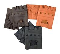 Prime Gants type mitaines en cuir véritable souple de qualité Musculation Cyclisme Fauteuil roulant Body building Haltérophilie Fitness, marron, grand