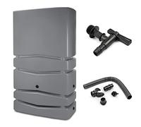 Prime Garden® Modern-Can Réservoir d'eau de pluie, amphore de pluie, réservoir d'eau de pluie, réservoir d'eau de pluie, avec robinet et raccord, 350 l, gris