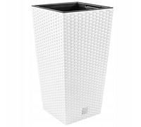 Prime Garden® SquarePotHigh Pot de fleurs en rotin - En plastique - Avec insert pour la maison, le jardin, la terrasse, la véranda - Carré - Résistant aux intempéries et au gel - 40 x 40 x 75 cm -