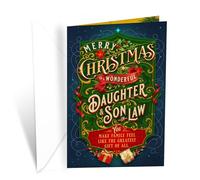 Prime Greetings Carte de Noël pour fille et beau-fils, fabriquée en Amérique, papier cartonné épais avec enveloppe de qualité supérieure emballée dans une enveloppe de présentation réutilisable