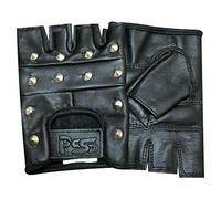 Prime Leather PSS Mitaines Gants Cuir Noir Cloutés Clous Rivets Conduite Vélo Cyclisme Bike Fauteuil Roulant Gants Clous sans Doigts sans Doublure Confortable avec Léger Rembourrage Paume, Taille M