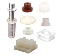 PRIME-LINE N 7539 Réparation de pivot de porte à deux volets, base en plastique pour diamètre de 9,5 mm, assortiment de 7 paires de capuchons, à ressort, 1 kit