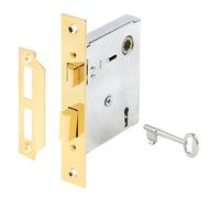 Prime-Line Products E 2294 Bouton à mortaise en laiton à clé - Parfait pour remplacer les ensembles de serrures anciennes cassées et plus encore, convient aux portes intérieures de 4,5 à 4,5 cm, lot unique