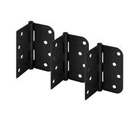Prime-Line Products U 1151283 Lot de 3 charnières de porte résidentielles à pivot lisse, 10,2 x 10,2 cm avec carré unilatéral et coins de rayon de 1,5 cm, 4 trous par feuille avec vis, noir mat, 0,87