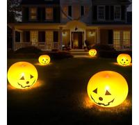 Prime Shopping Online Lot de 5 citrouilles gonflables d'halloween,2024Décoration d'halloween,Citrouille Gonflable avec lumières LED,Lanternes gonflables de 30,5 cm,Accessoire de fête d'halloween