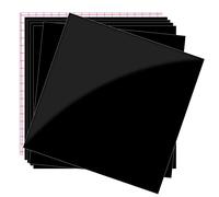 Prime Vinyl Lot de 7 feuilles de vinyle autocollant permanent noir brillant - 6 feuilles de vinyle de 30,5 x 30,5 cm et 1 feuille de ruban de transfert - Feuilles de vinyle pour Cricut, décoration de