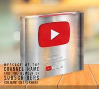 Prime YouTube personnalisée Studio Lite, bouton de lecture en argent 6x6" pour YouTuber ou créateurs de contenu sur YouTube
