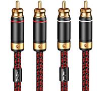 Primeda Câble audiophile RCA/Phono 2 RCA mâle vers 2 RCA mâle pour système HiFi - Câble d'interconnexion tressé pour amplificateurs de cinéma maison, caissons de basses, Blu-ray (droit à droite, 0,75m
