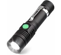 PRIMEGA 18650 Lampe de Poche Charge USB Multifonction Mini éclairage t6 Lampe de Poche à lumière Forte Noir T6 Ensemble: 1 électricité 1 Fil