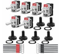 PRIMEGA 6Pcs Interrupteur A Bascule Etanche, Auto Interrupteurs a Levier,AC 250V 6A on-Off Interrupteur à 2 Positions 2 Broches avec Pré-Cablé, Métal Interrupteur à Levier pour Bateau Auto Camion