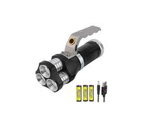PRIMEGA Alliage d'aluminium T6 Lampe Portable extérieure Longue portée Forte lumière Lampe de Poche Ensemble Noir 3 * 18650 Chargeur de Batterie au Lithium
