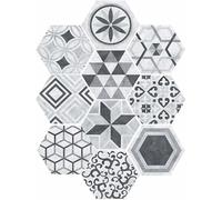 PRIMEGA Autocollants de Carreaux hexagonaux Nordiques de Vent Industriel Maison Autocollants muraux antidérapants 200mm * 230mm * 10 pièces Ensemble