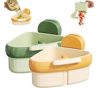PRIMEGA Cureaway Suction Cup Sink Corner Rack, Cureaway Suction Cup Sponge Holder, Automatic Dumping No Dirty Hands, for Kitchen Bathroom (Green) (Green+Yellow*1)