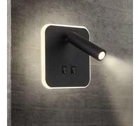 PRIMEGA Lampe de Lecture intérieure réglable Lampe Murale de Chevet créative 401 carré Noir 3000k