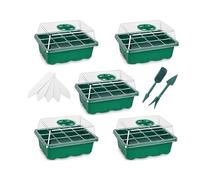 PRIMEGA Mini Serre pour Plantes, 5 Pièces 12 Cellules Intérieure Plateau Semis Bac à semis Pépinière Bo?Te de Culture avec Couvercle et Ventilation Durables