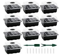 PRIMEGA Mini Serre pour Semis, Lot de 10 Mini Serre pour Plantes 120 Cellules, Bac à Semis avec Plateau et Couvercle, Intérieure Plateaux de Semis Durables Boîte de Culture Démarrage de Semences