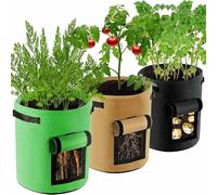 PRIMEGA Sac de Plantation de beauté en Feutre Sac de Plantation de Plantes boîte de pépinière Grand 35 * 40cm 43 litres/9 gallons Vert Noir Beige