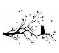 PRIMEGA Stickers muraux Chat Salon Chambre Fond Autocollants 58 * 38CM